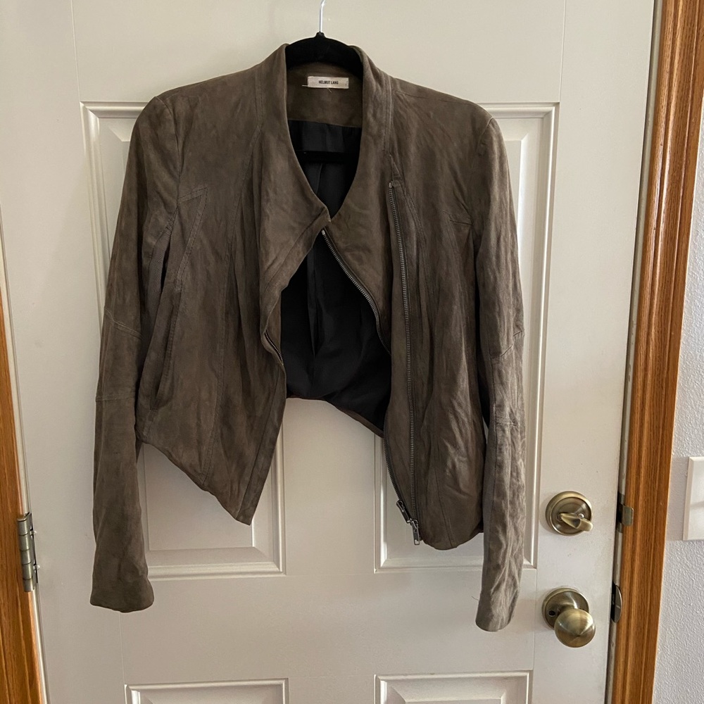 Suede Leather Jacket helmet Lang